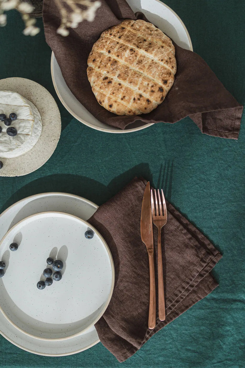 Set of 2 Stonewashed Natural Linen Napkins in Chocolate Brown Epic Linen