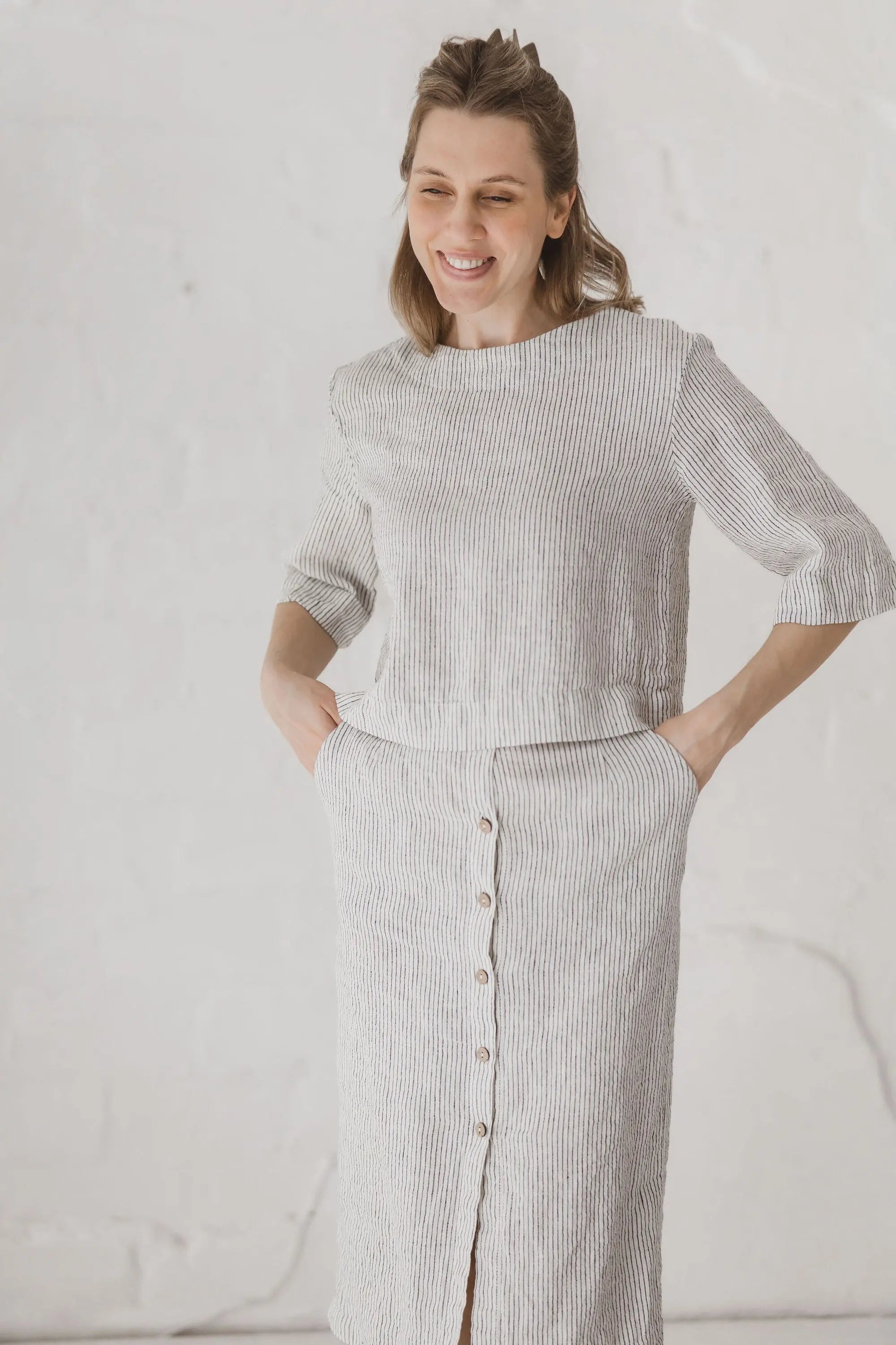Linen Boxy Crop Top - Chloe