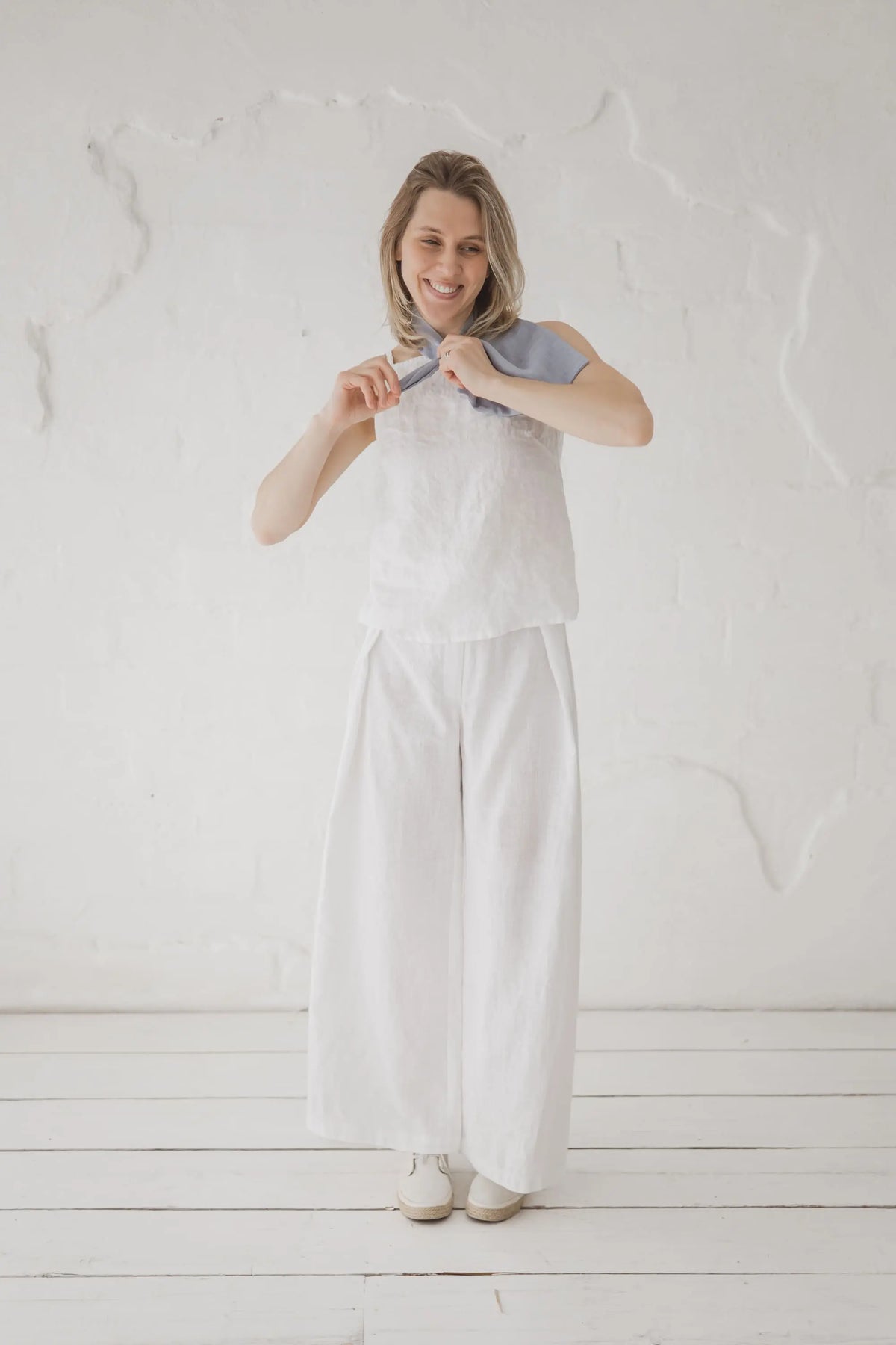 Adjustable Waist Wide-Leg Palazzo Linen Trousers Epic Linen