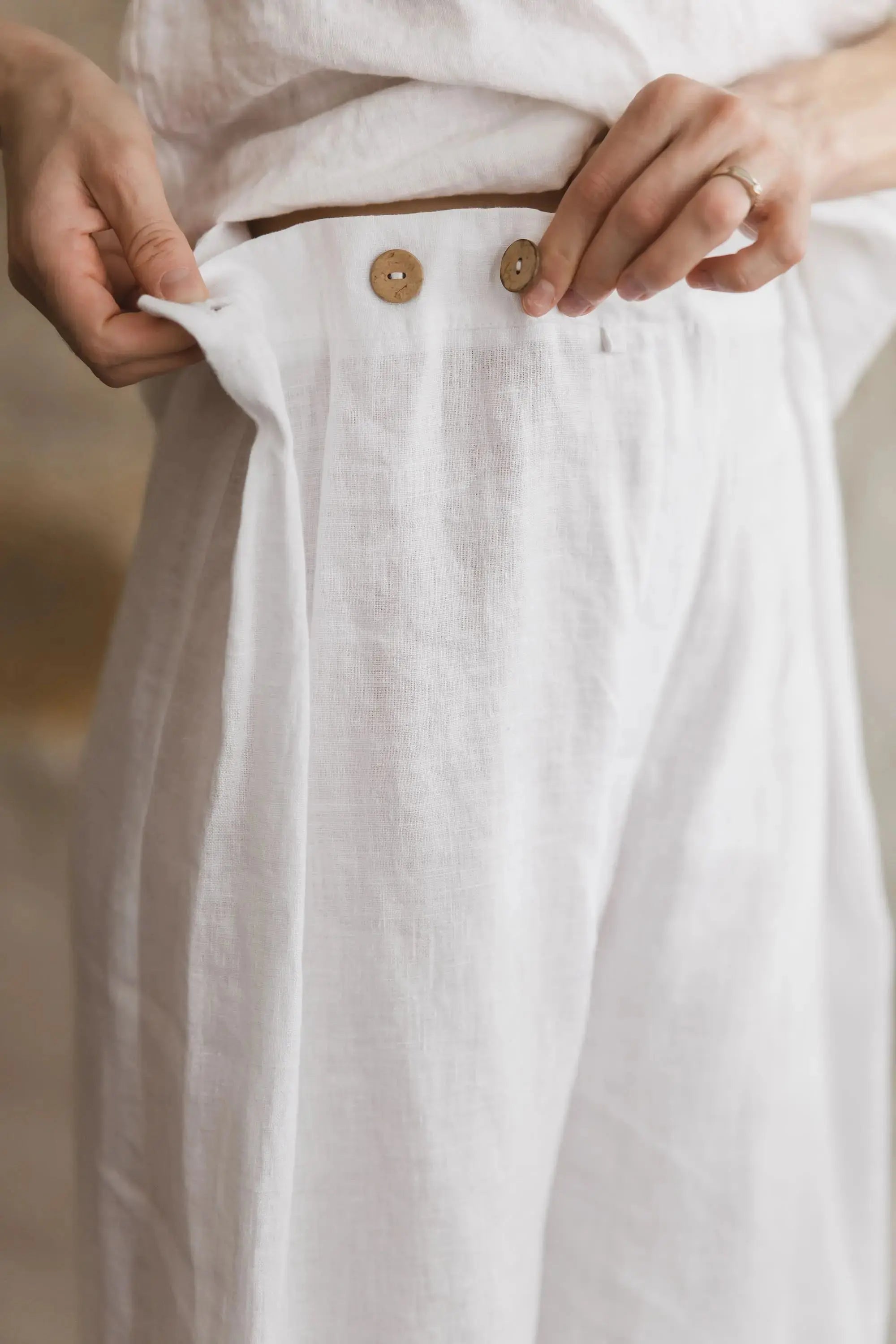 Adjustable Waist Wide-Leg Palazzo Linen Trousers Epic Linen