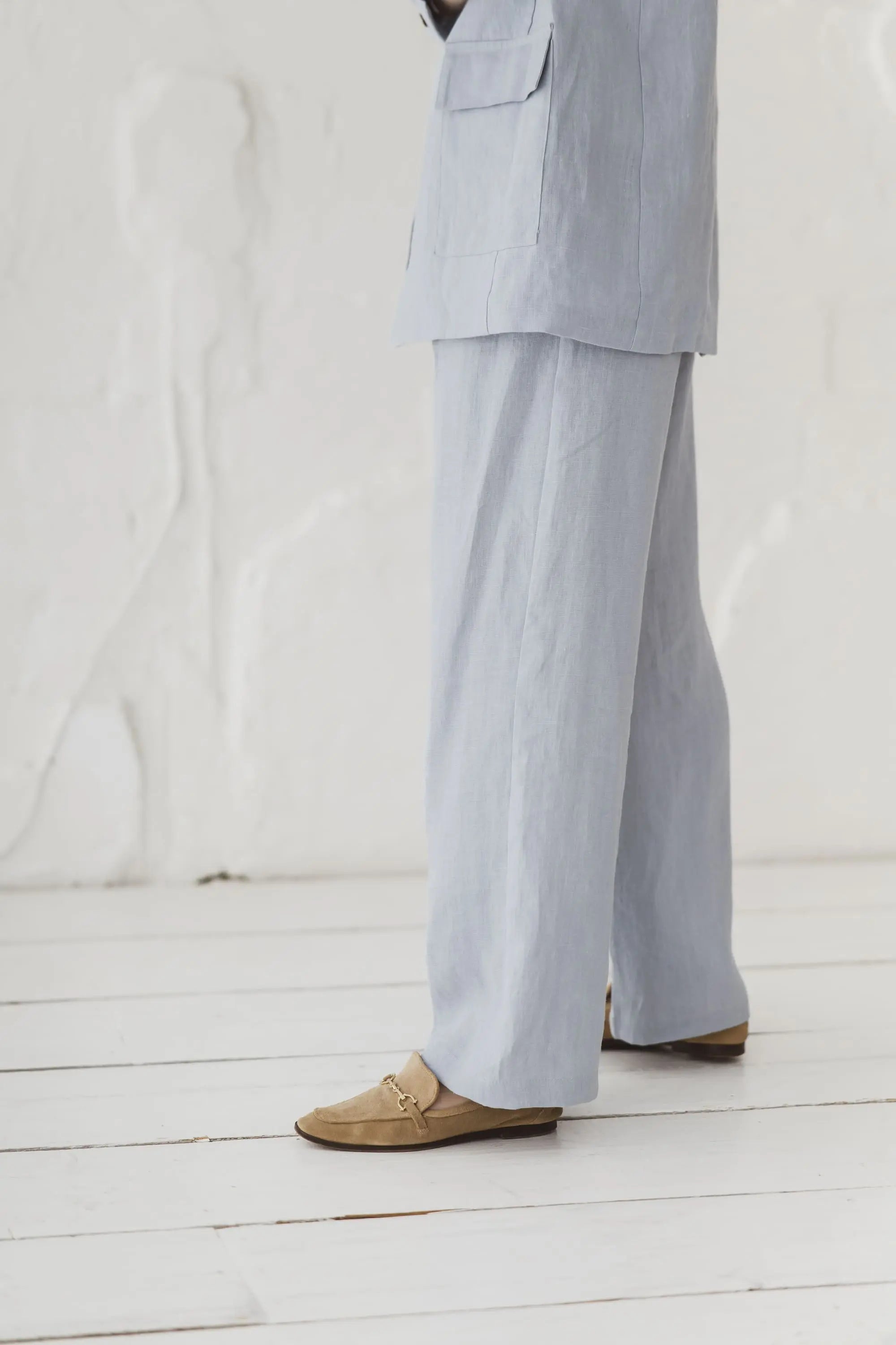 High-Waisted Wide Leg Pleated Linen Trousers Epic Linen