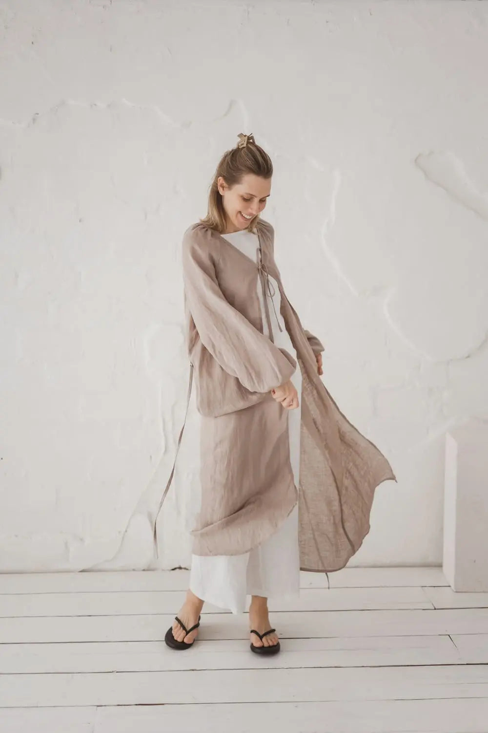 Light Brown Linen Caftan - Summer Robe Epic Linen