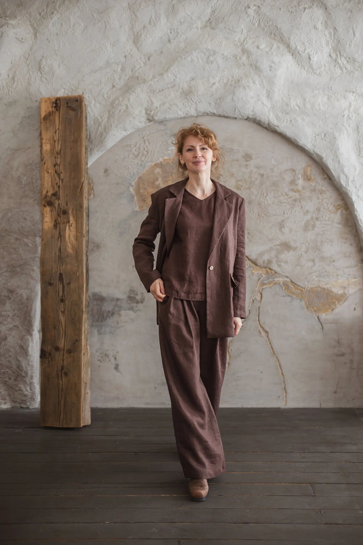 High-Waisted Wide Leg Pleated Suit Linen Trousers Epic Linen