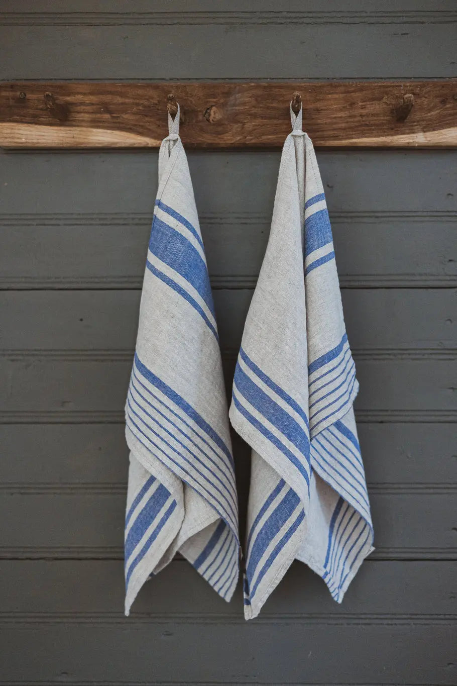 Linen Kitchen Towels – Set of 2 Tea Towels with Blue Stripes Epic Linen