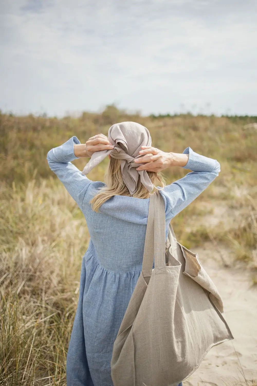 Lätt strandväska i linne – Mjuk tygväska