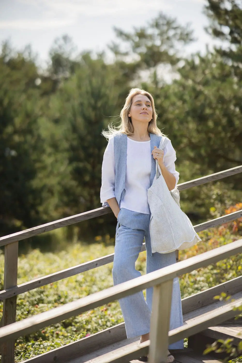 Strandväska i rent linne