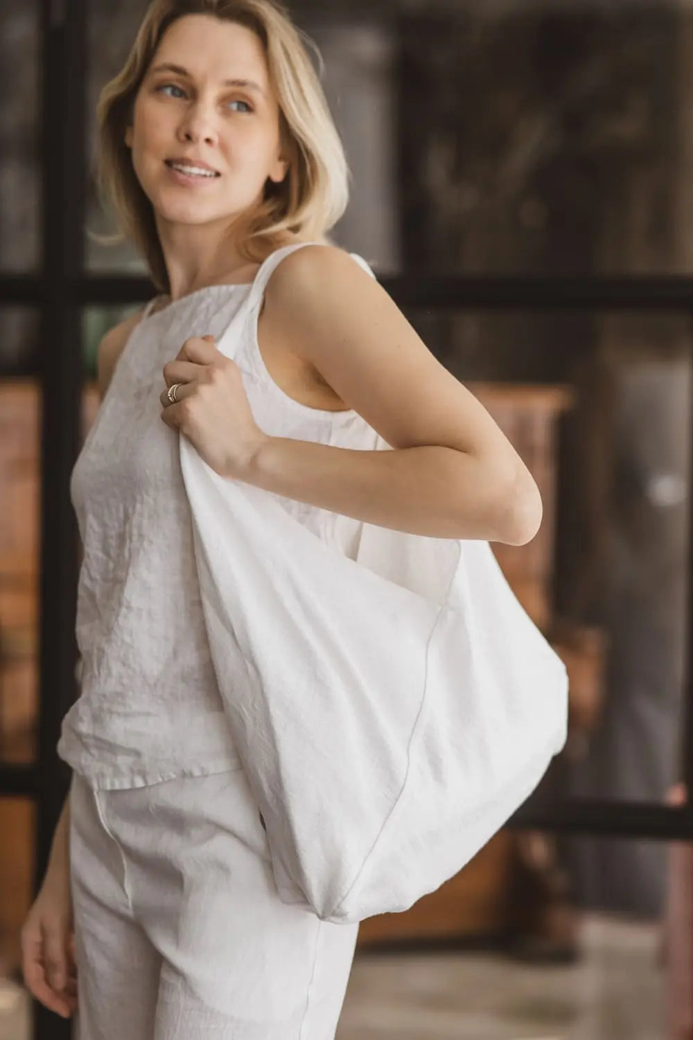 Shopper i mjukt linne