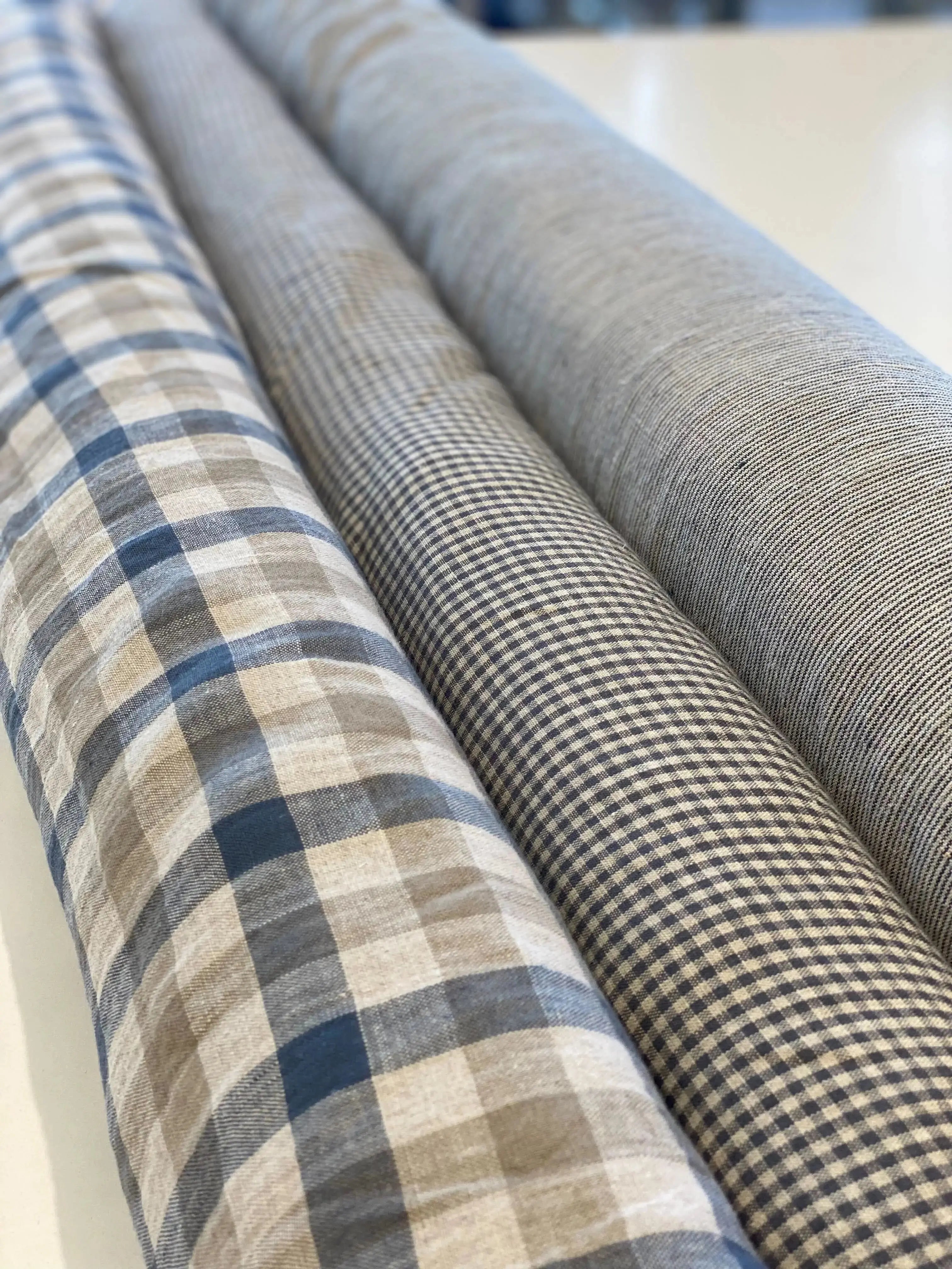 Patterned linen fabric showcasing durability and natural textile quality by meter