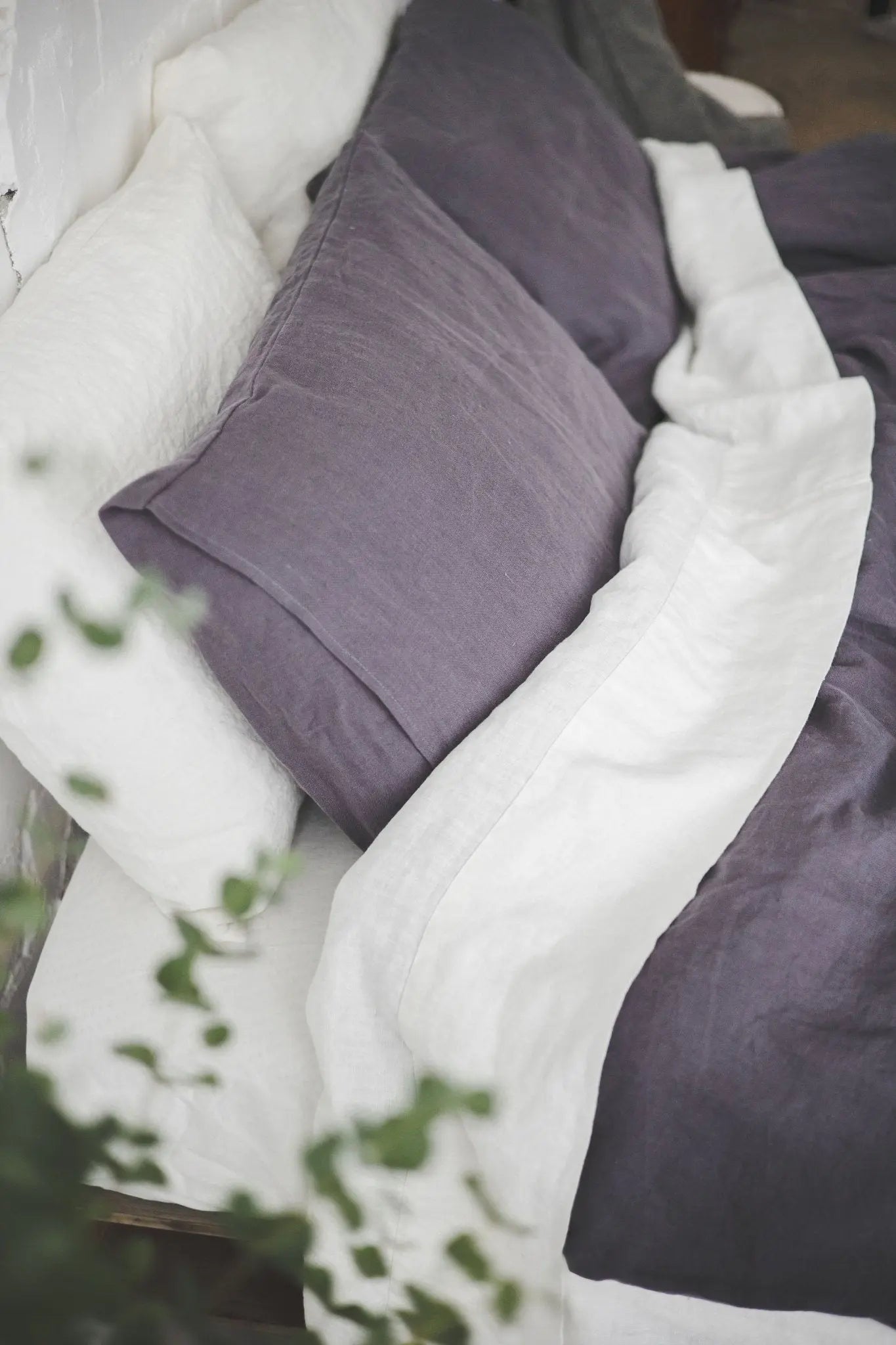 Dark Aubergine Stonewashed Linen Bedding Set - Epic Linen luxury linen
