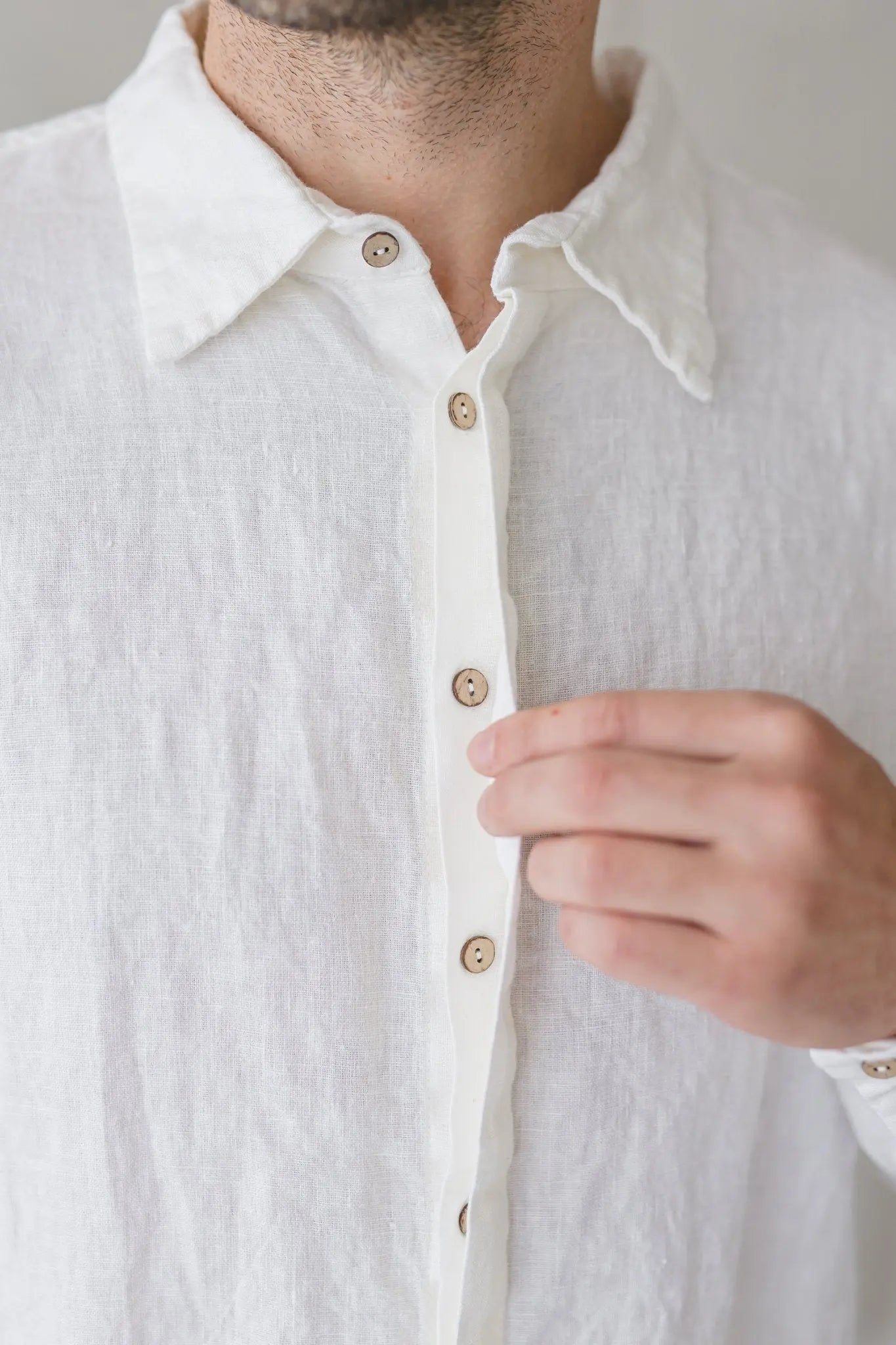 Men's Linen Shirt With Hidden Buttons - Epic Linen luxury linen