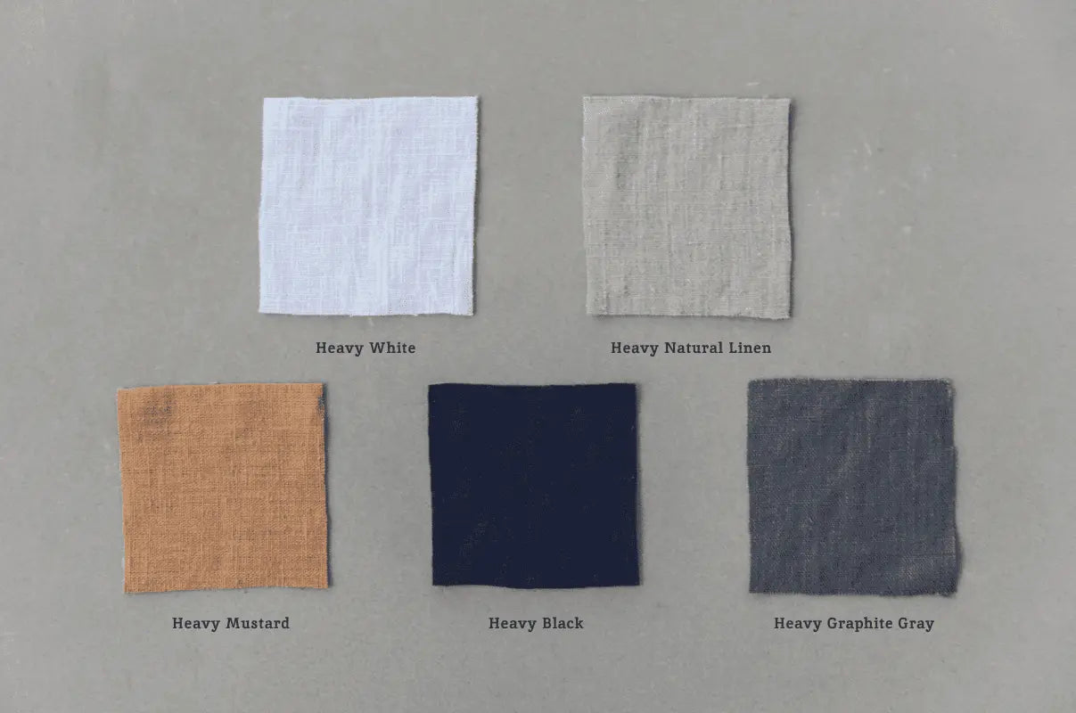 Fabric swatches in various colors on a gray background