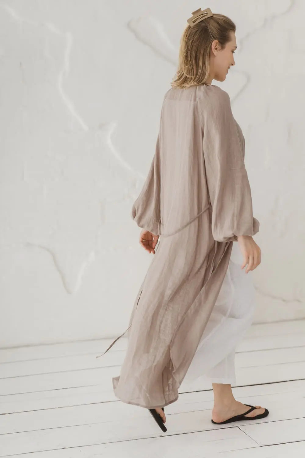 Light Brown Linen Caftan - Summer Robe Epic Linen