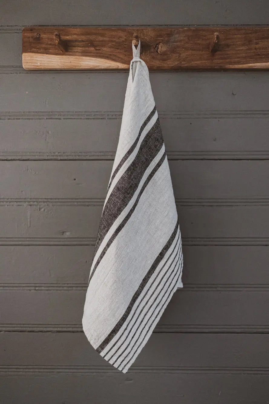 Linen Kitchen Towels – Set of 2 Tea Towels with Black Stripes Epic Linen