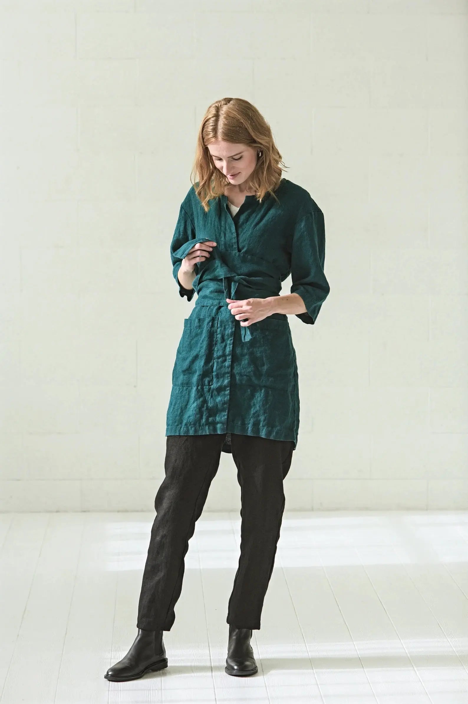 Linen Cardigan Jacket with Wide Belt and Pockets Epic Linen