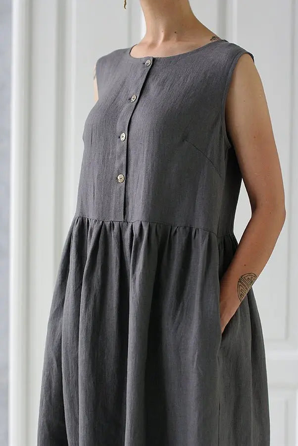 Linen Dress with Buttons - Epic Linen luxury linen