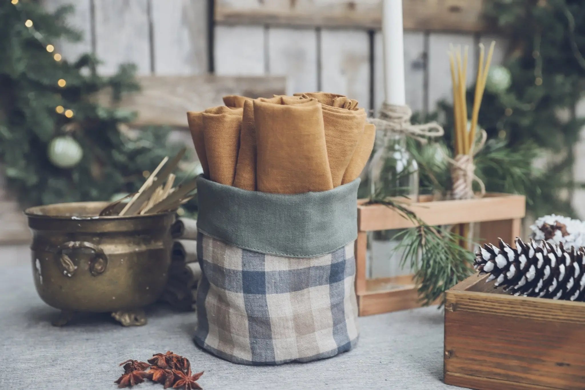 Linen Kitchen Storage Basket - Epic Linen luxury linen