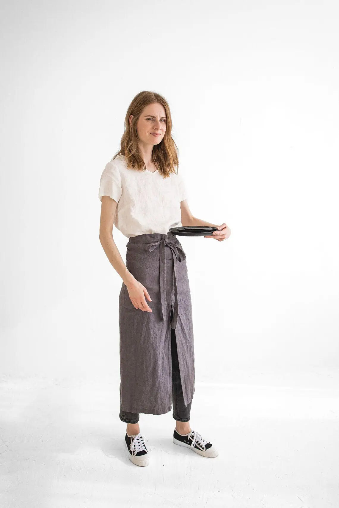 READY TO SHIP Split Leg Linen Apron - Epic Linen luxury linen